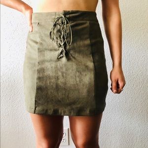 Army Green lace Up skirt
